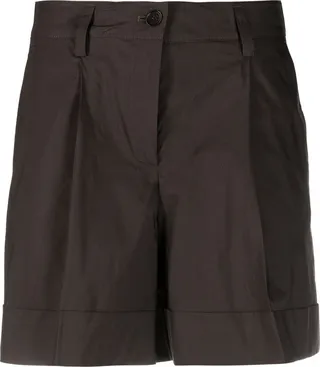 Pleat-Detail Cotton Chino Shorts