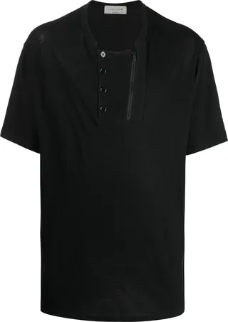 double-fastening cotton T-shirt