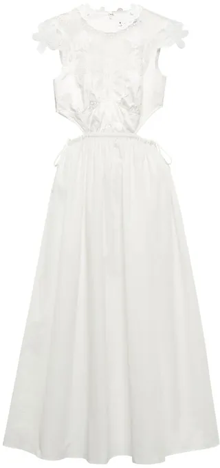 Guipure lace and cotton midi dress