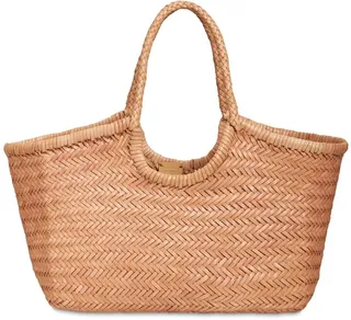 Big Nantucket woven leather basket bag