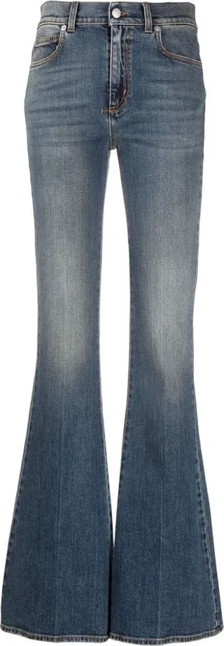 Blue High-Rise Bootcut Jeans