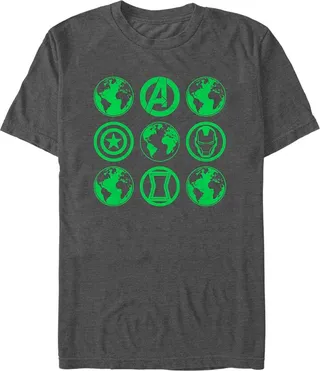 Men's Marvel Earth Day Heroes Icons T-Shirt - Charcoal Heather - 2X Large