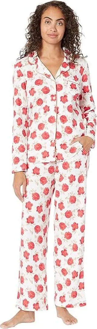Karen Neuburger Print Notch Collar PJ Set (Flower Vine) Women's Pajama Sets