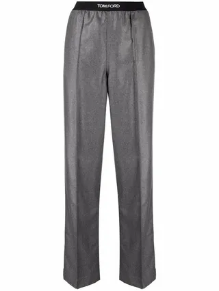Logo-Waistband Straight Trousers
