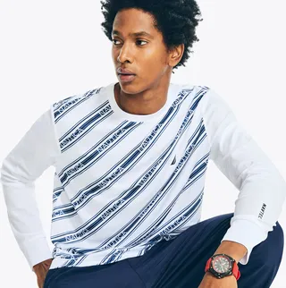 Sustainably Crafted Navtech Logo-Stripe Long-Sleeve T-Shirt