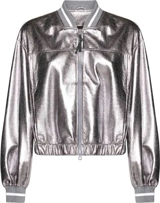 Brunello Cucinelli Metallic Zipped Bomber Jacket