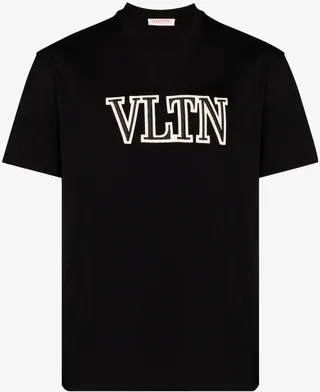 Black VLTN Embroidered Cotton T-Shirt