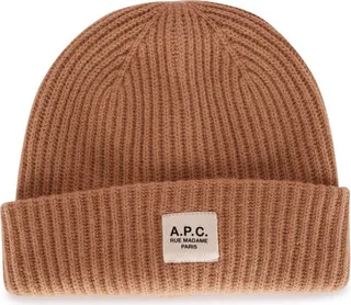 A.P.C. Logo Patch Ribbed Knit Beanie