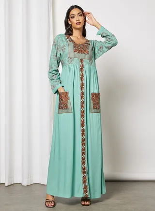 Elegant Pocket Detail Jalabiya With Sheila