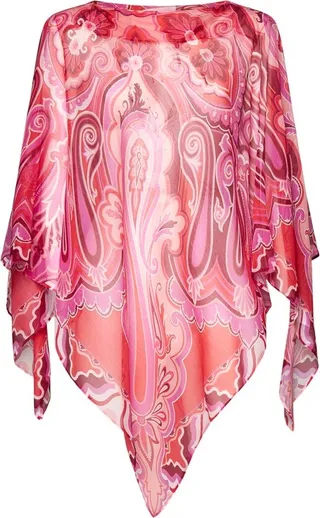 Etro Floral Pattern Asymmetric Poncho