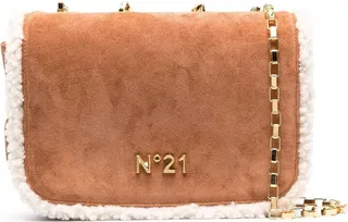 Logo-Embossed Suede Shoulder Bag
