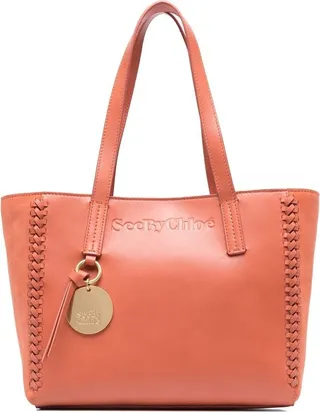 Leather Embossed-Logo Tote Bag