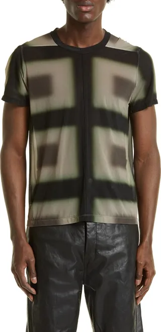 Short Level Degradé Plaid Stretch Cupro T-Shirt