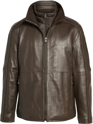 Hartz Leather Jacket with Quilted Bib