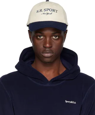 Sporty & Rich Off-White & Navy 'S.R. Sport' Cap