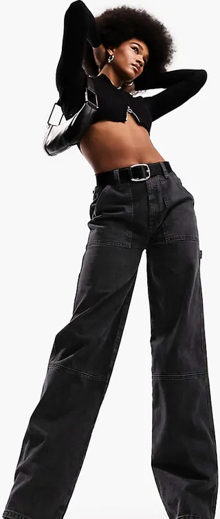ASOS DESIGN Tall cargo jeans in washed black