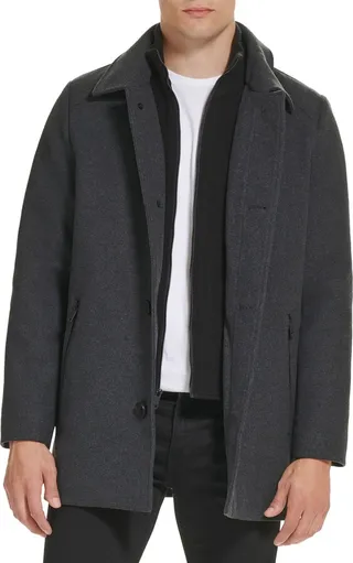 Single Button Wool Blend Knit Blazer