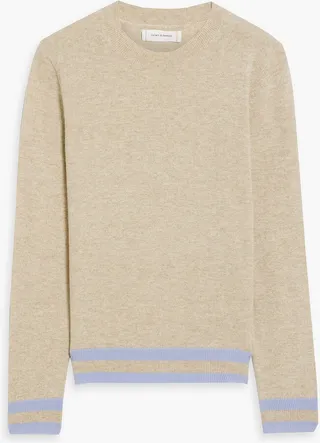 Striped mélange wool and cashmere-blend sweater