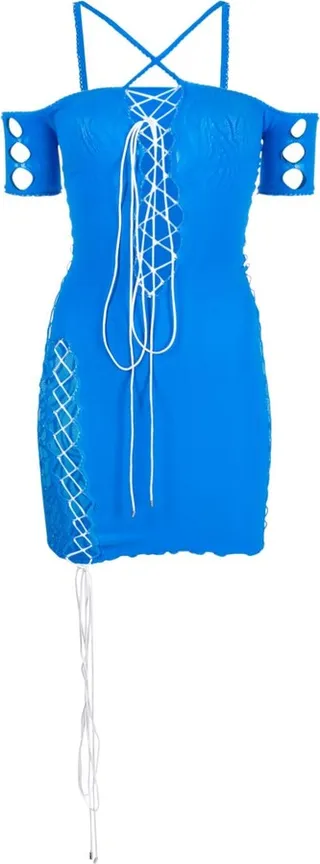 Blue Avery Off-The-Shoulder Cut-Out Dress