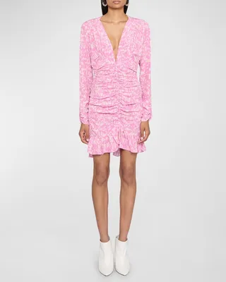 Lara Plunging Ruched Mini Dress