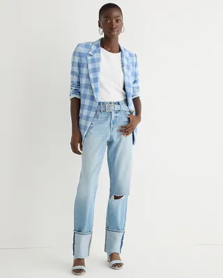 Petite cuffed slouchy boyfriend jean in Clear Indigo wash