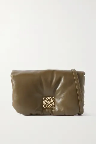 Loewe - Puffer Goya Mini Embellished Padded Leather Down Shoulder Bag - Green