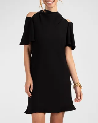 Talia Flutter-Sleeve Cold-Shoulder Dress