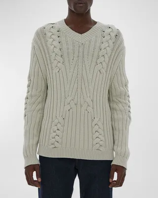 Men's Scott Cable-Knit Cotton-Blend Sweater