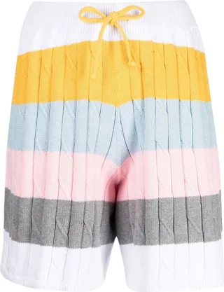 Striped Cable-Knit Shorts
