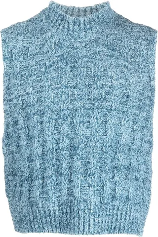 Mock Neck Knitted Vest
