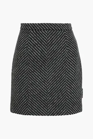 Herringbone wool-felt mini skirt