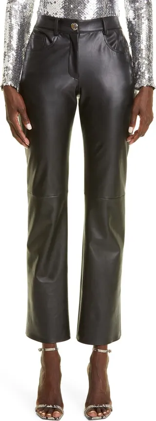 Faux Leather Straight Leg Ankle Pants