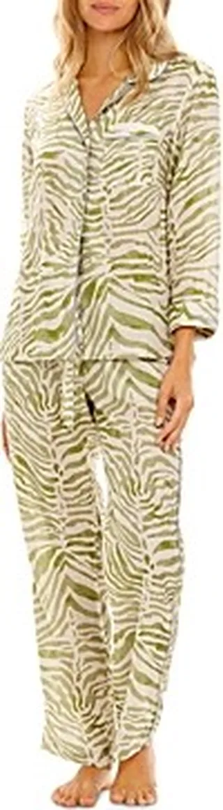 The Lazy Poet Emma Olive Zebra Linen Pajama Set