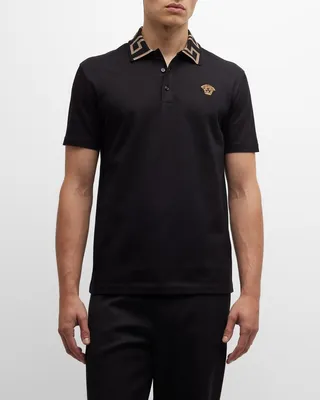 Men's Greca-Collar Polo Shirt