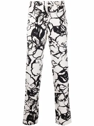 Floral-Print Straight-Leg Trousers
