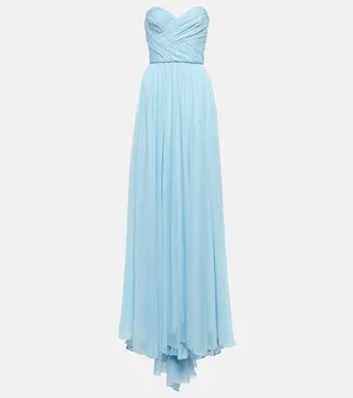 Strapless silk chiffon gown