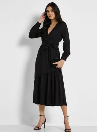 V-Neck Tiered Dress