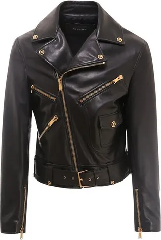 Versace Zipped Cropped Biker Jacket