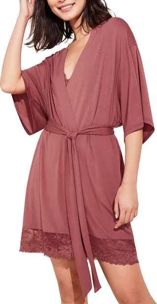 Rosalia Lace Trim Short Robe
