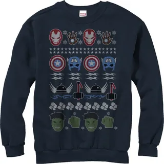 Men's Marvel Ugly Christmas Avengers Winter Sweatshirt - Navy Blue - 2X Large