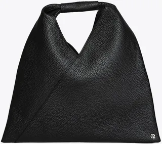 Borsa Mano Mm6 Black grainy leather mini Japanese bag.