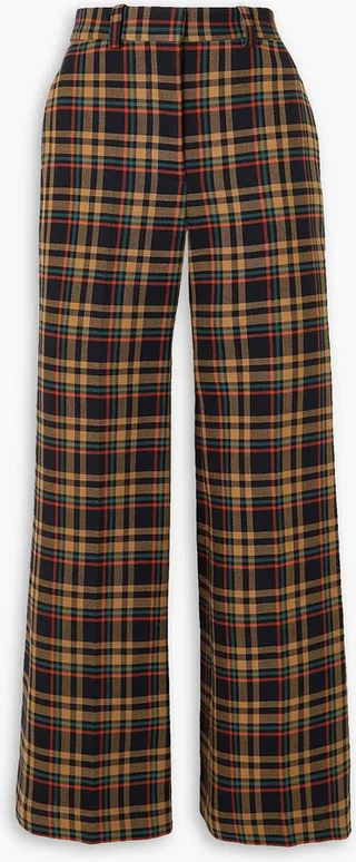 Checked cotton flared pants