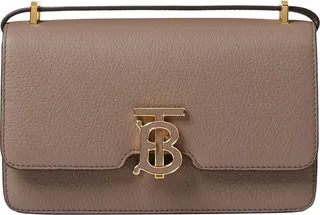 TB Elongated Grained Leather Shoulder Bag
