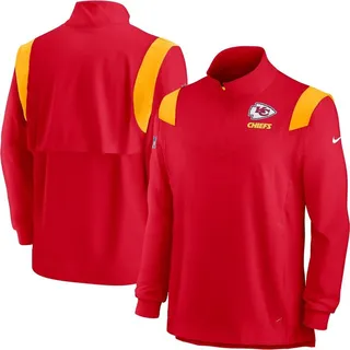 Men's Nike Red Kansas City Chiefs Sideline Coach Chevron Lockup Quarter-Zip Long Sleeve Top