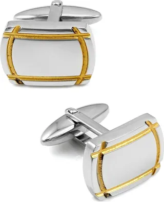 Sutton Sterling Silver Cufflinks With Gold Trim