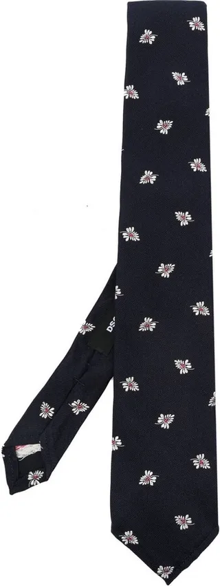 Floral-Embroidered Silk Tie
