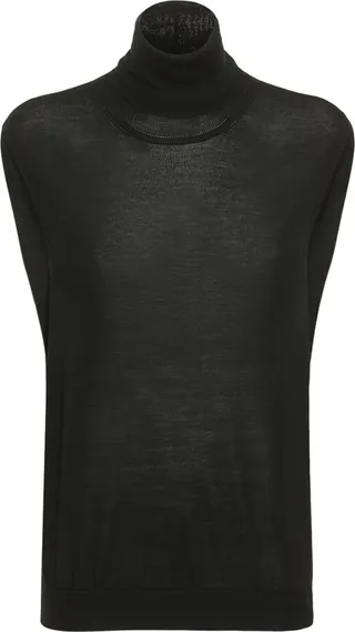 Sleeveless wool turtleneck top