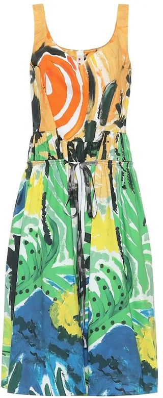 Printed cotton midi dress
