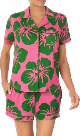 Two-Piece Hibiscus Boxer Pajama Set