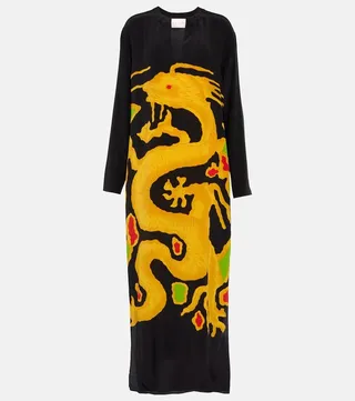 Drago Re-Edition printed silk maxi dress